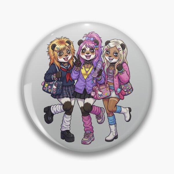 Item preview, The pandas have transformed into Shibuya “kogal” girls from the 1990s and 2000s.　kawaii designed and sold by LOVEARTDESIGN.