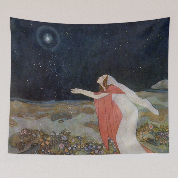 Item preview, Stealers of Light by Edmund Dulac - Celestial Watercolor Maiden Art Print for Dreamy Decor Lovers designed and sold by RickE.