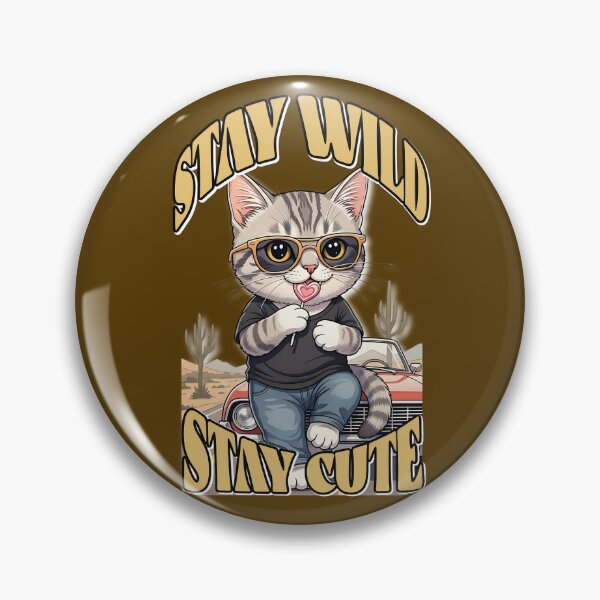 Item preview, "Stay Wild, Stay Cute" Cat T-Shirt, Boho Retro Road Trip Tee, Funny Aesthetic Kitten Gift designed and sold by AbuCAni Studio .