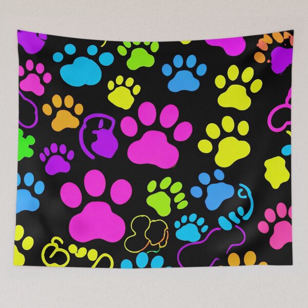 Item preview, Colorful Neon Paw Print Pattern Aesthetic Design designed and sold by IMuDesigner.