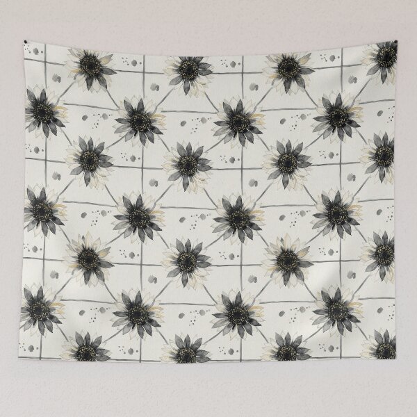Item preview, Gothic Black Watercolor Sunflower Pattern  designed and sold by wissal.studio.