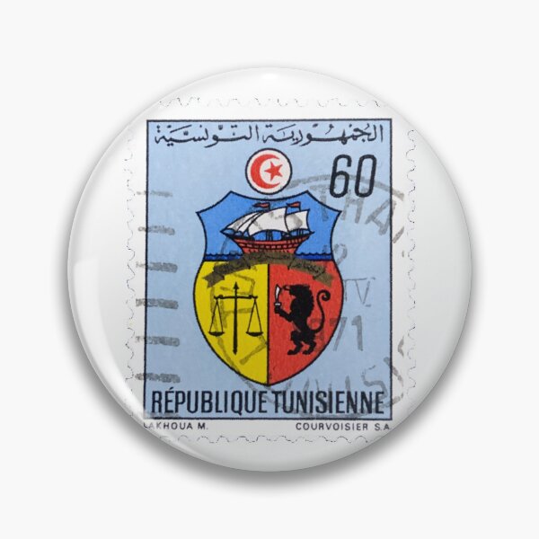 Item preview, Vintage Tunisia Shield Blue Postage Stamp designed and sold by red-amber65.