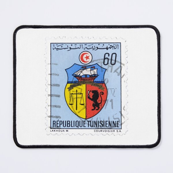 Item preview, Vintage Tunisia Shield Blue Postage Stamp designed and sold by red-amber65.