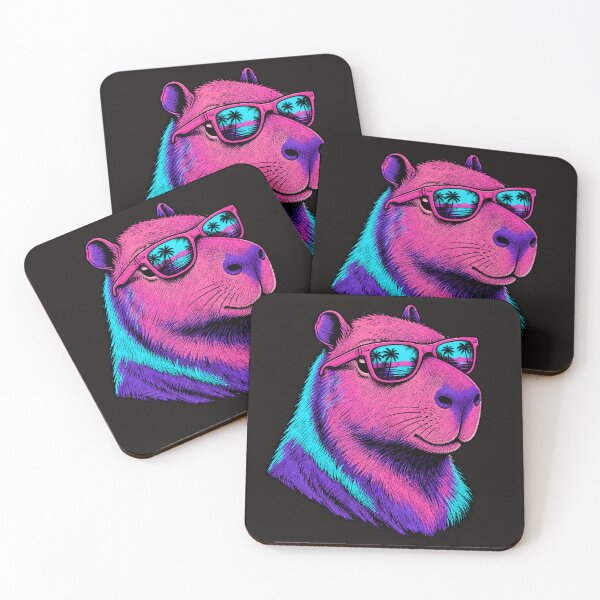 Item preview, Synthwave Capybara summer vibe designed and sold by AwesomeBeyondLimits.
