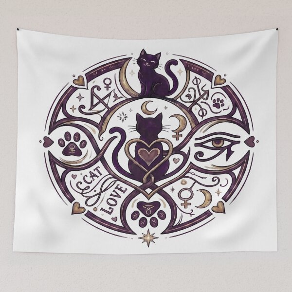 Item preview, Mystical Cat Sigil - Esoteric Feline Mandala designed and sold by Spiritualwall.