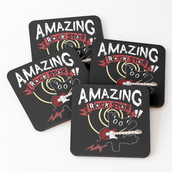 Item preview, Rock Star - Cat with Electric Guitar designed and sold by ZuriRetroPrints.