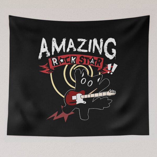 Item preview, Rock Star - Cat with Electric Guitar designed and sold by ZuriRetroPrints.
