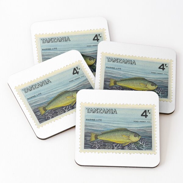 Artikelvorschau, Vintage Tansania Papageienfisch Briefmarke entworfen und verkauft von red-amber65.