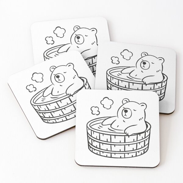 Item preview, Bear relaxing in Japanese onsen designed and sold by Milovidova.
