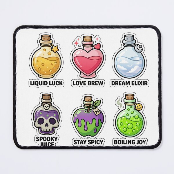 Item preview, Kawaii Potion Bottles Sticker Pack - Cute Magic Brew & Elixir Puns designed and sold by SimpleP.