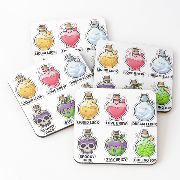 Item preview, Kawaii Potion Bottles Sticker Pack - Cute Magic Brew & Elixir Puns designed and sold by SimpleP.