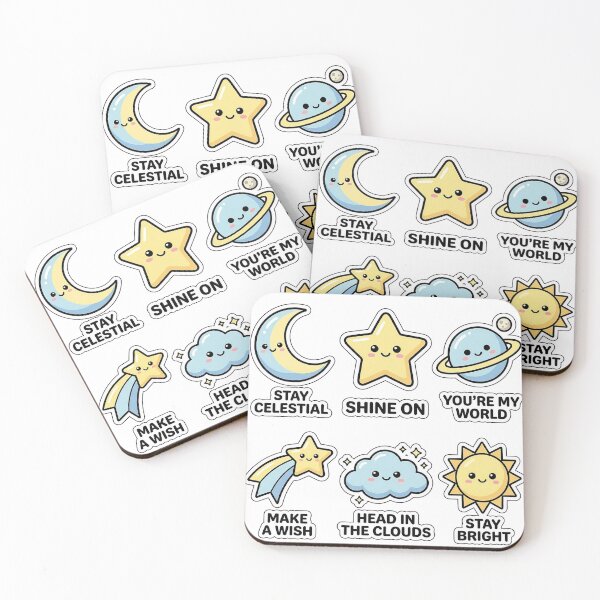 Item preview, Kawaii Starry Sky Sticker Pack - Cute Celestial Moon & Planet Puns designed and sold by SimpleP.