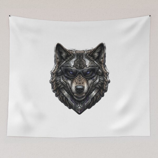 Item preview, Cyberpunk Wolf Futuristic Mech Cyber Animal Art designed and sold by JeevanStickers.