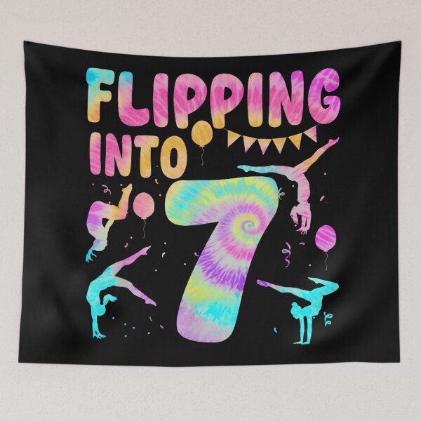 Item preview, Flipping Into 7 Gymnastics Tie Dye 7th Birthday Girl Gymnast Theme designed and sold by ObukiLantara.