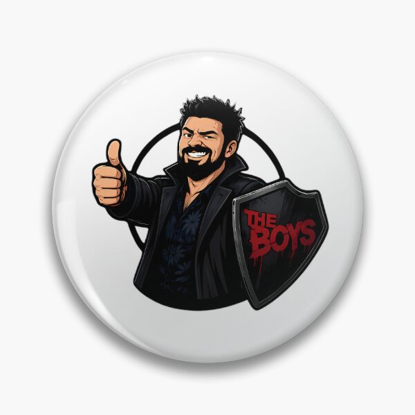 Item preview, Butcher Thumbs Up Dark Shield Anti-Hero Sarcastic Comic Art designed and sold by LoomisDreams.
