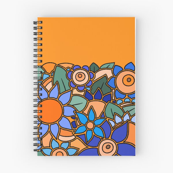 Item preview, Vibrant Blue and Orange Abstract Floral Garden Illustration designed and sold by ubborn.