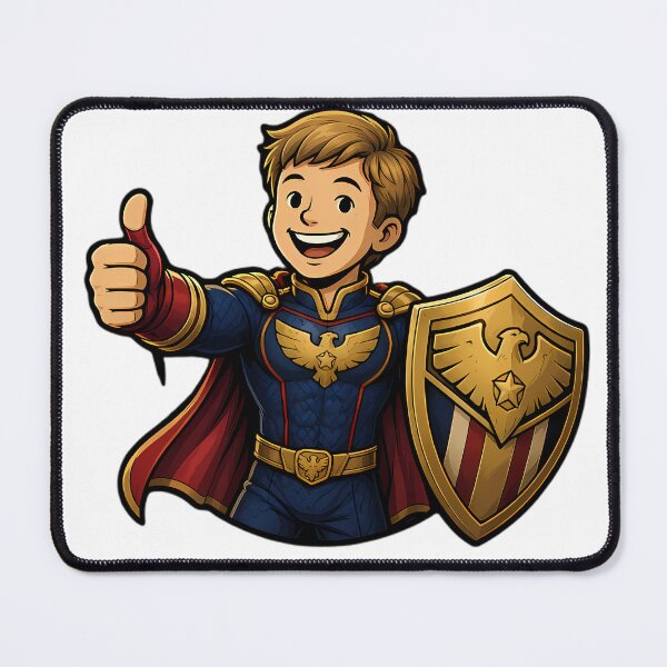 Item preview, Corrupt Patriot Chibi Superhero Golden Eagle Shield Thumbs Up Comic Art designed and sold by LoomisDreams.