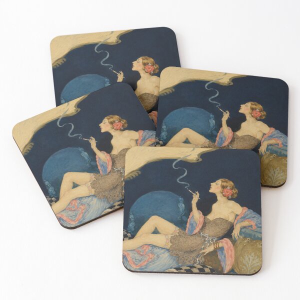 Item preview, Art Deco Illustration Vintage Smoking Flapper Woman for Retro Glam Aesthetic Lovers designed and sold by RickE.