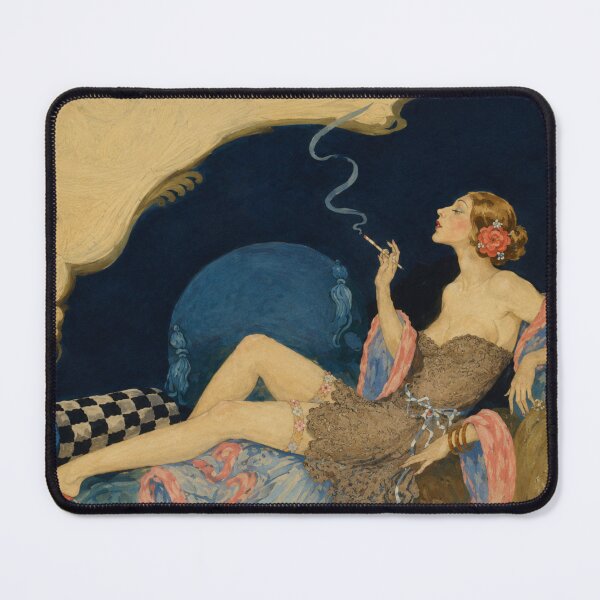 Item preview, Art Deco Illustration Vintage Smoking Flapper Woman for Retro Glam Aesthetic Lovers designed and sold by RickE.