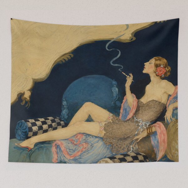 Item preview, Art Deco Illustration Vintage Smoking Flapper Woman for Retro Glam Aesthetic Lovers designed and sold by RickE.