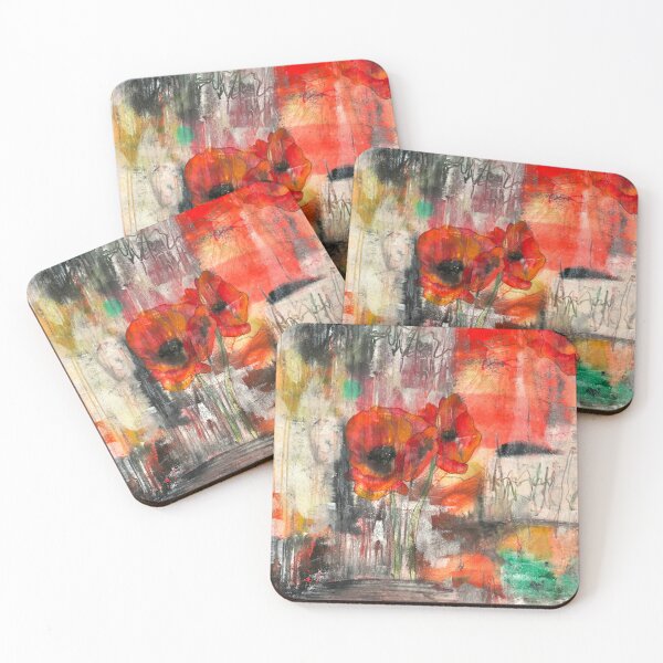 Item preview, Poppies Abstract Floral Mixed Media Painting designed and sold by Camille Woodward.