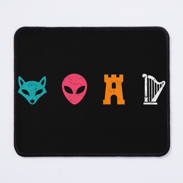 Item preview, Minimalist Pop Culture Abstract Graphic Icons Fox Alien Castle Harp Design designed and sold by PhocoNibict.
