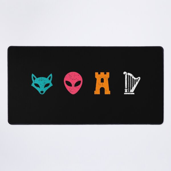 Item preview, Minimalist Pop Culture Abstract Graphic Icons Fox Alien Castle Harp Design designed and sold by PhocoNibict.