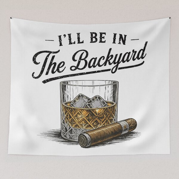 Item preview, Classic Whiskey Glass with Ice and Premium Cigar Backyard Relaxation Art designed and sold by PhocoNibict.