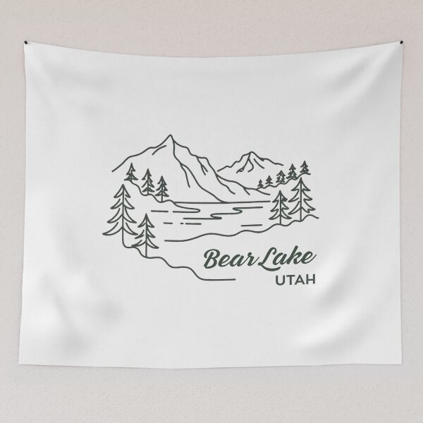 Item preview, Arte lineal minimalista de Bear Lake, Utah – Diseño retro de naturaleza de lago de montaña designed and sold by ArcticFoxStudio.