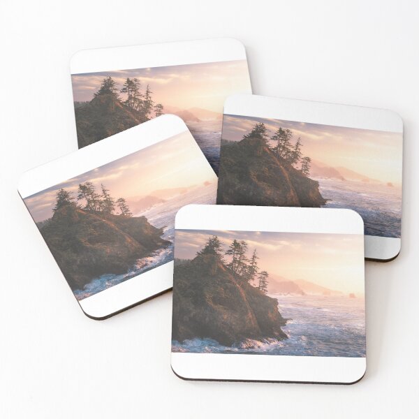 Item preview, Golden Sunset Coastal Cliffs – Pacific Northwest Ocean Landscape Photography designed and sold by PygmyTitan Photo.