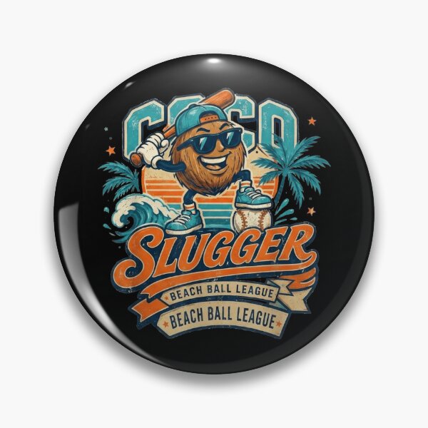 Item preview, Vintage Coco Slugger Beach Ball League Cartoon Coconut Baseball Player Graphic designed and sold by RuperDelois.