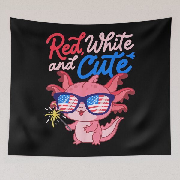 Item preview, Patriotic Axolotl Red White and Cute Fourth of July Sparkler Design designed and sold by RuperDelois.