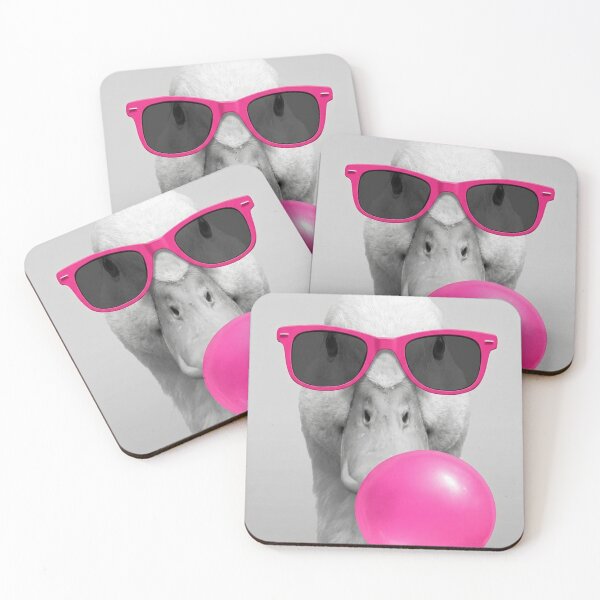 Item preview, Cool Duck with Pink Sunglasses Blowing Bubblegum Funny Animal Photo designed and sold by WormJ.