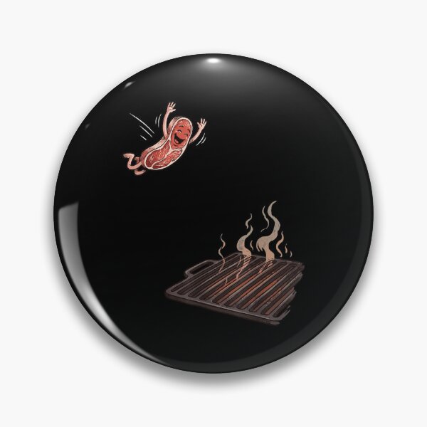 Item preview, Funny Cartoon Beef Steak Character Jumping Happily Onto Hot BBQ Grill designed and sold by RuperDelois.