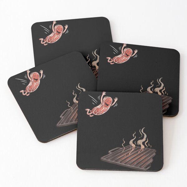 Item preview, Funny Cartoon Beef Steak Character Jumping Happily Onto Hot BBQ Grill designed and sold by RuperDelois.