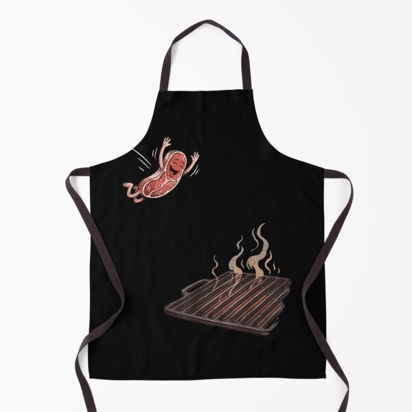 Item preview, Funny Cartoon Beef Steak Character Jumping Happily Onto Hot BBQ Grill designed and sold by RuperDelois.