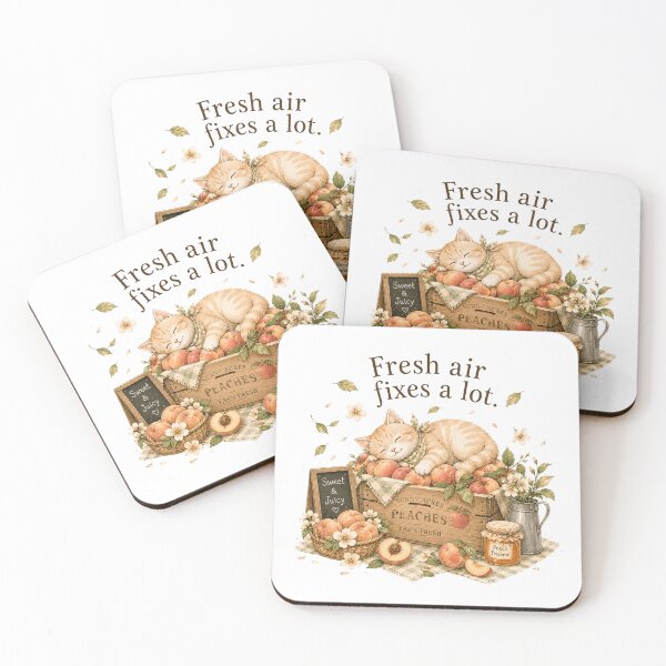 Item preview, Fresh Air Fixes A Lot Peach Cat Farmers Market Aesthetic designed and sold by AQUILAKREO.