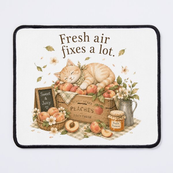 Item preview, Fresh Air Fixes A Lot Peach Cat Farmers Market Aesthetic designed and sold by AQUILAKREO.