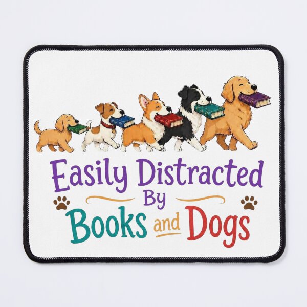 Item preview, Easily Distracted By Books and Dogs designed and sold by ziblod.