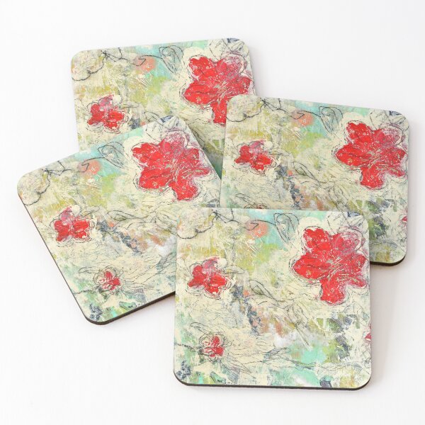 Item preview, Abstract Red Flowers Floral Painting designed and sold by Camille Woodward.