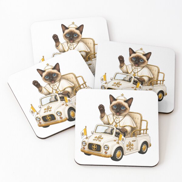 Item preview, Siamese Pope Cat in Popemobile designed and sold by Caradestrella.
