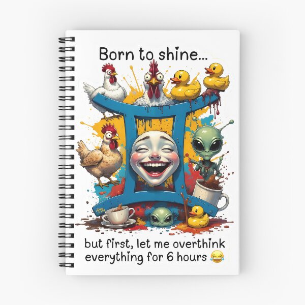 Item preview, Funny Gemini Born To Shine Overthinking Gift designed and sold by Zodiac Celestial Art.