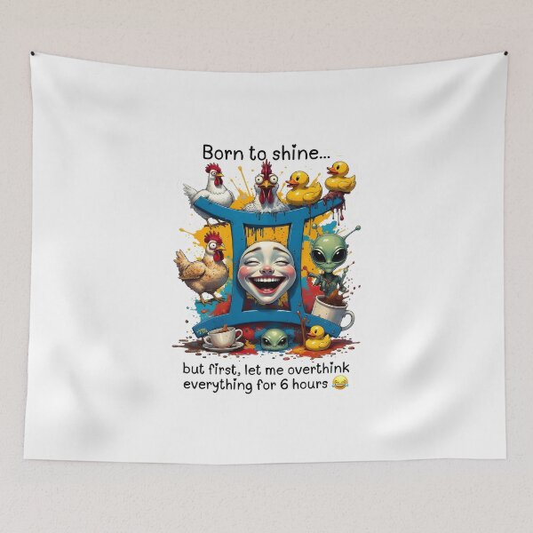 Item preview, Funny Gemini Born To Shine Overthinking Gift designed and sold by Zodiac Celestial Art.