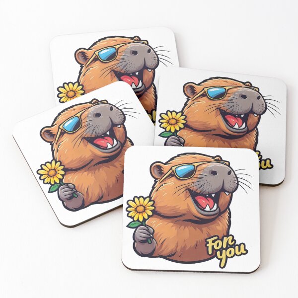 Item preview, For you - Cute Capybara with a flower designed and sold by ArtMindFusion.