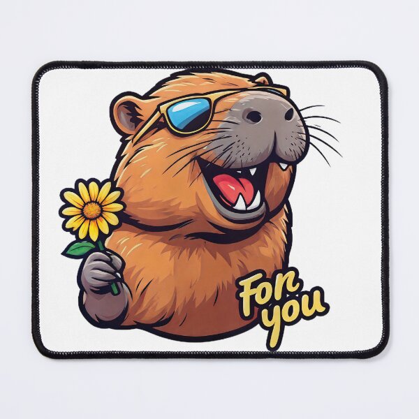 Item preview, For you - Cute Capybara with a flower designed and sold by ArtMindFusion.