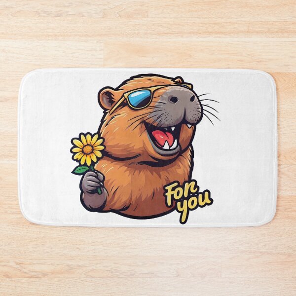 Item preview, For you - Cute Capybara with a flower designed and sold by ArtMindFusion.