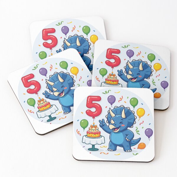 Item preview, Cute Blue Triceratops Fifth Birthday Party designed and sold by Tronstell.