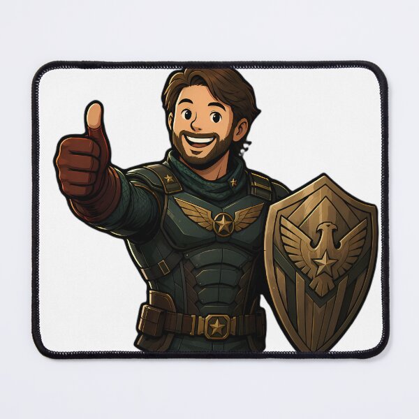 Item preview, Vintage War Hero Dark Armor Eagle Shield Thumbs Up Comic Art designed and sold by LoomisDreams.