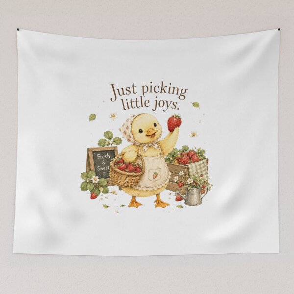 Item preview, Just Picking Little Joys Strawberry Duck Cottagecore designed and sold by AQUILAKREO.