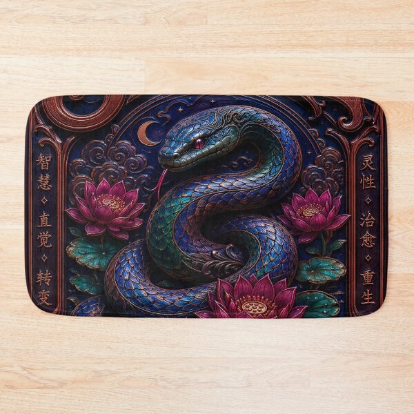 Item preview, Enchanted snake with lotus flowers designed and sold by paulrommer.
